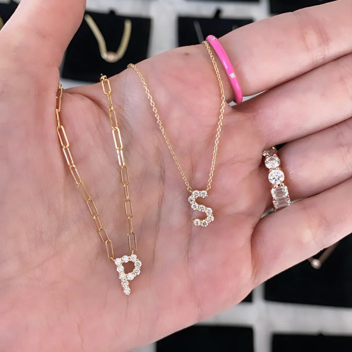 Colar Inicial de Diamantes