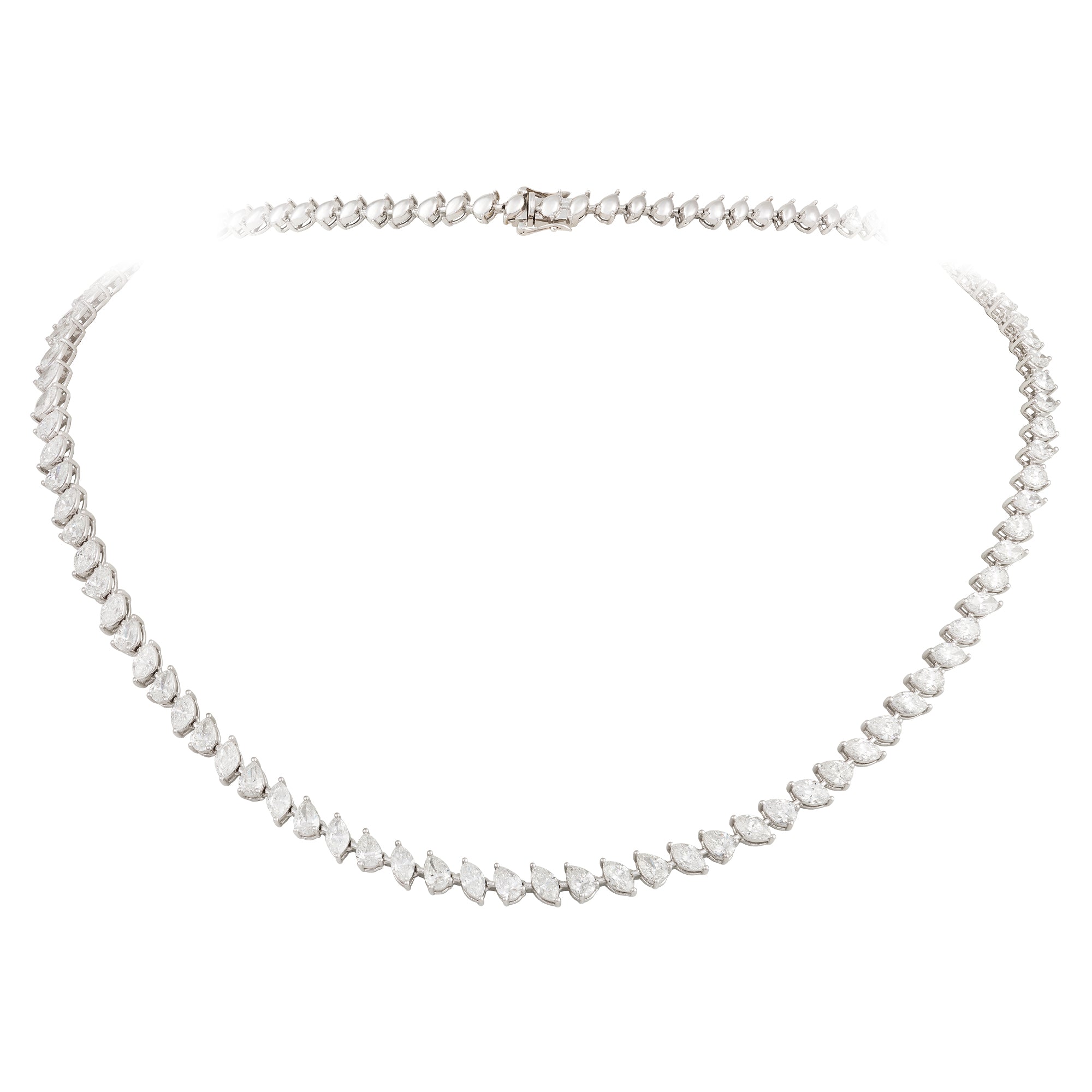 Colar Riviera com Diamantes em Gotas e Navetes 13.06cts