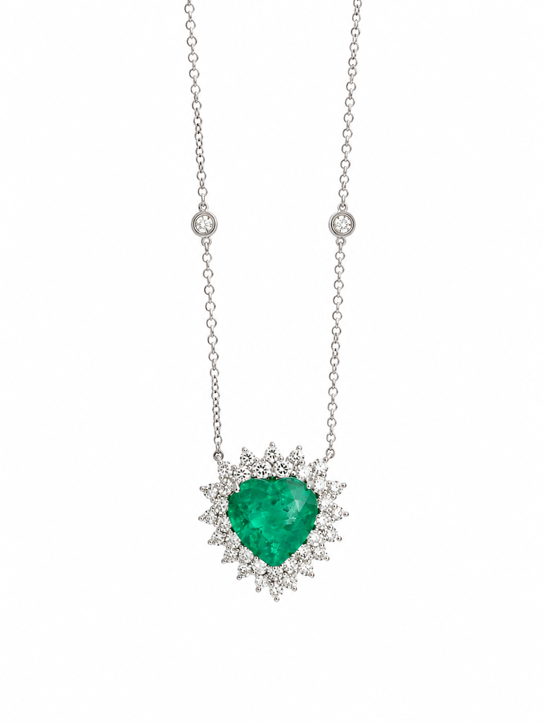 Colar Coração em Esmeraldas e Diamantes