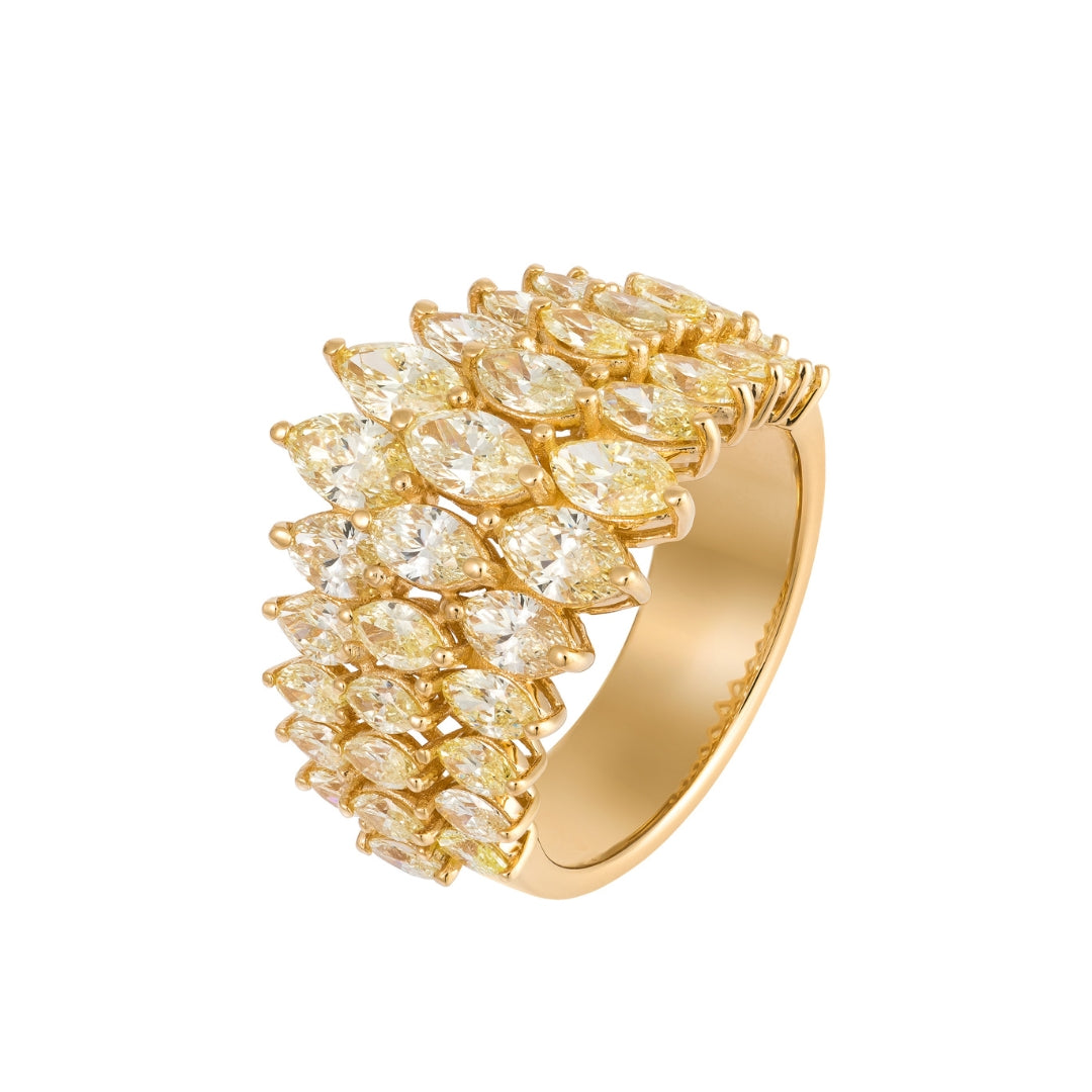 Anel Navetes Fancy Yellow 3.54cts