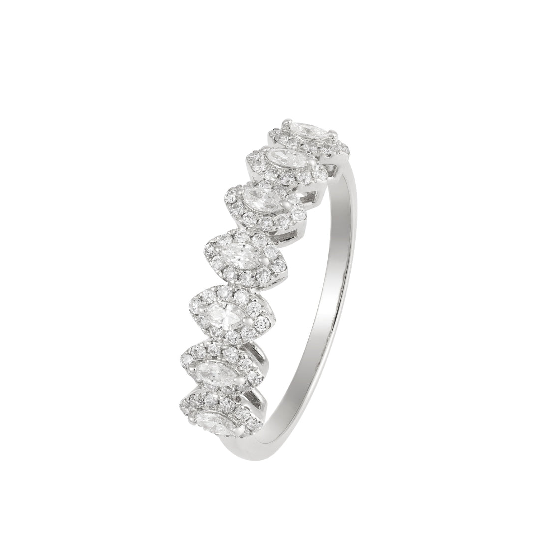 Anel Navetes e Brilhantes Diamantes 0.54cts