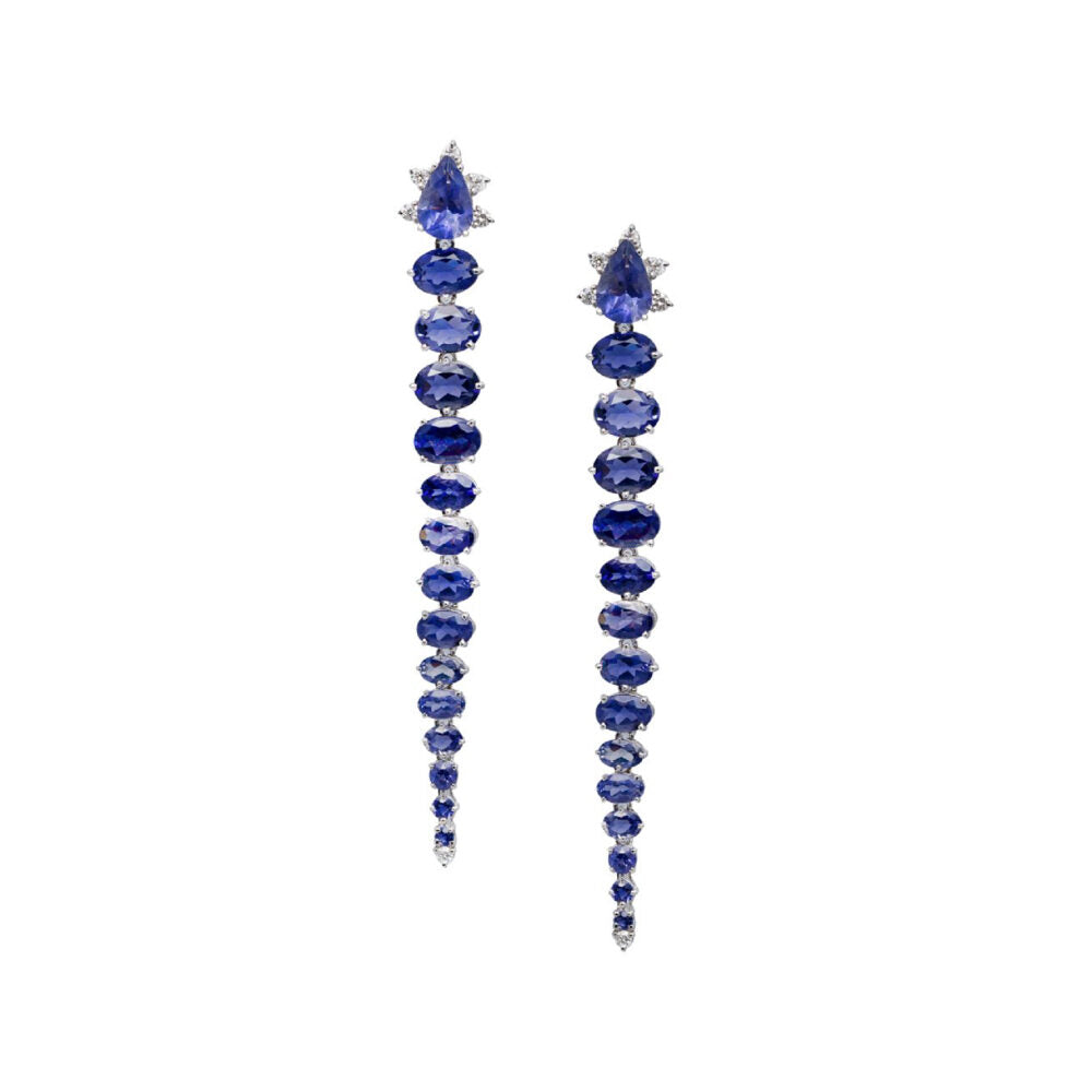 Brinco Longo com Iolitas e Diamantes