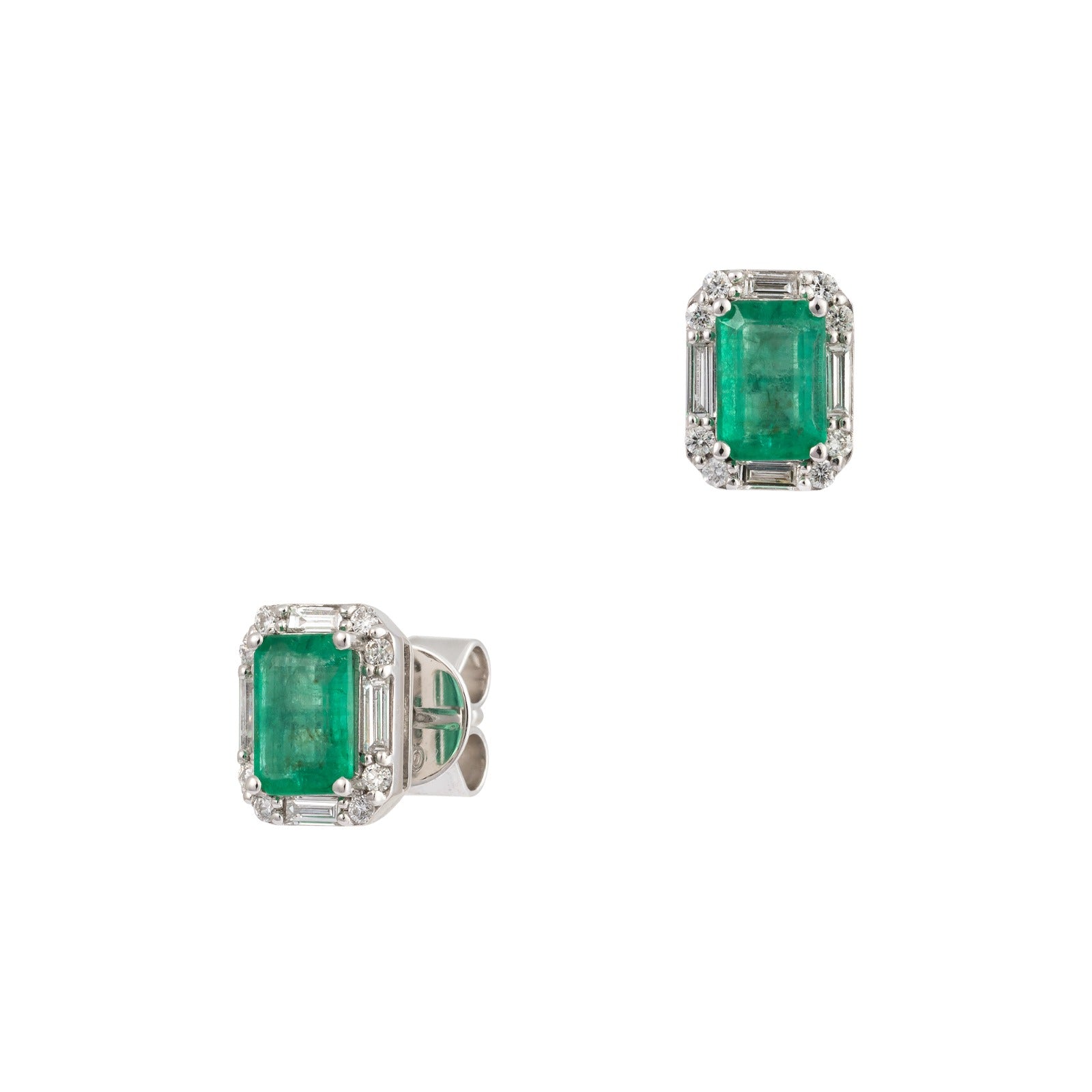 Brinco Retangular Esmeralda 1.29cts